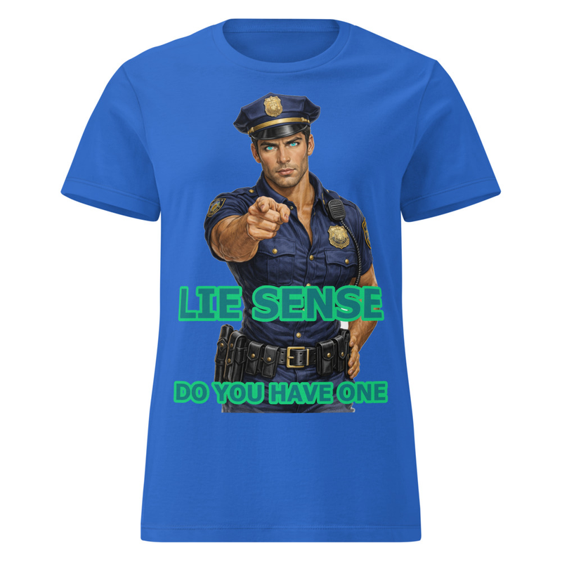 Lie Sense Male Cop – Womens Wordplay Graphic T‑Shirt | Eteemology