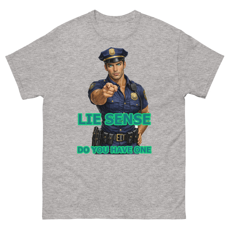 Lie Sense Male Cop – Wordplay Graphic T‑Shirt | Eteemology