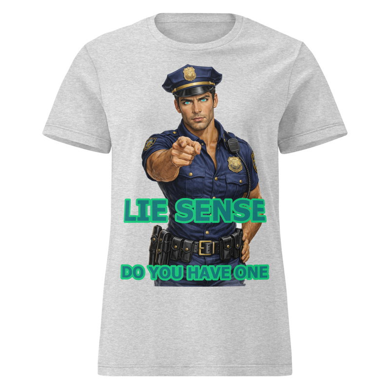 Lie Sense Male Cop – Womens Wordplay Graphic T‑Shirt | Eteemology
