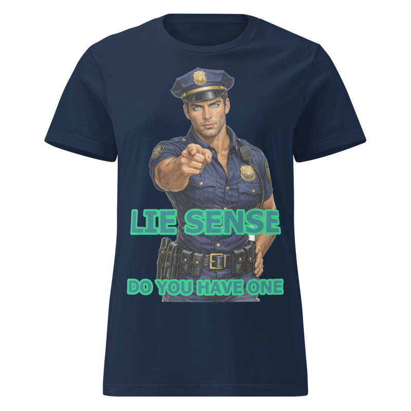 Lie Sense Male Cop – Womens Wordplay Graphic T‑Shirt | Eteemology