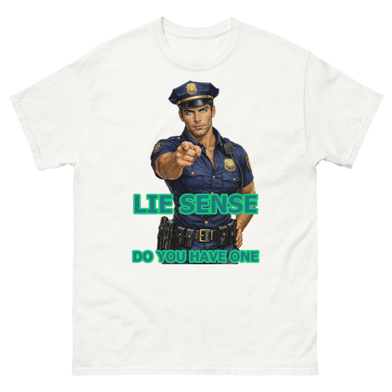 Lie Sense Male Cop – Wordplay Graphic T‑Shirt | Eteemology