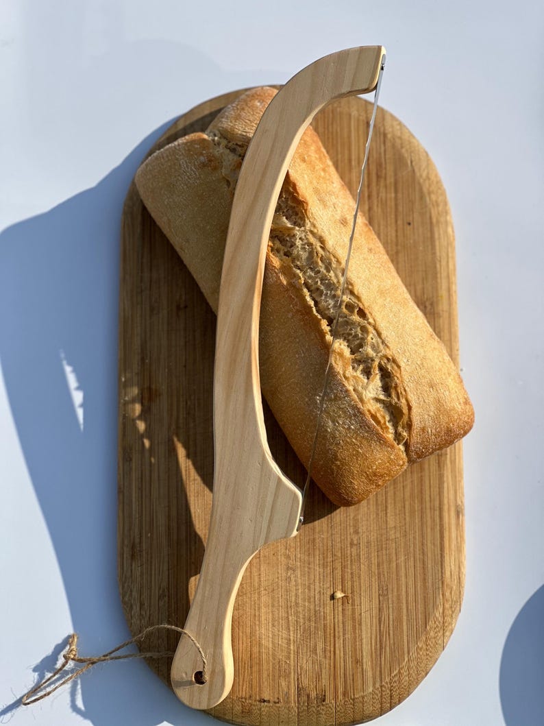 Wooden Bread Slicer with Wire Cutter | Handmade Artisan Bread Knife | Even Slices for Homemade & Store-Bought Loaves