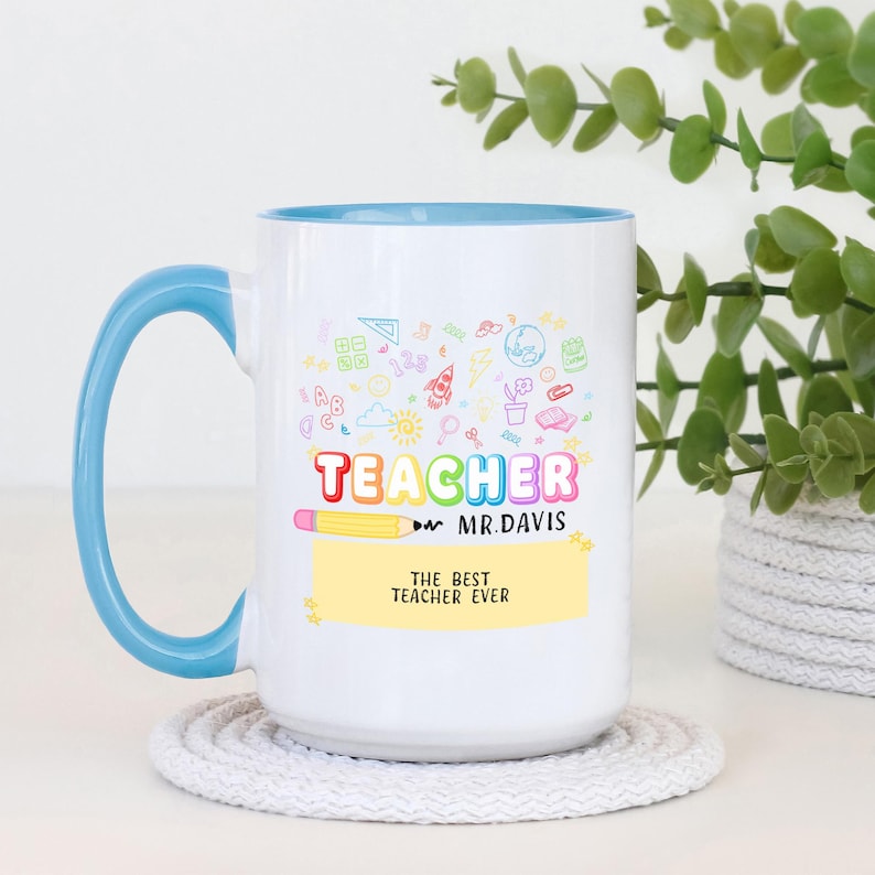 Personalized Teacher Coffee Mug: Multicolored Educator Gift (11oz & 15oz)
