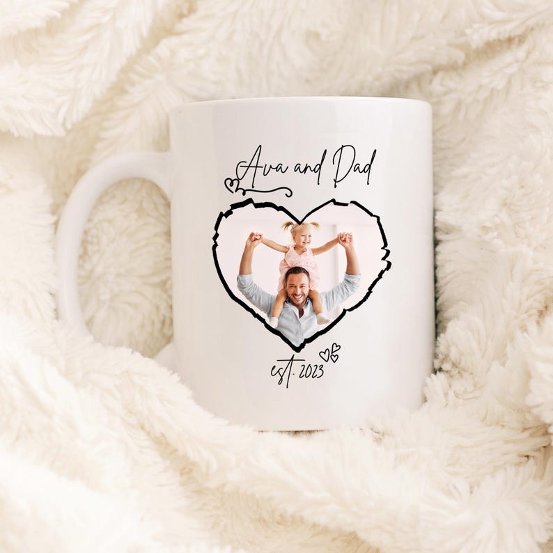 Personalized Dad Coffee Mug with Photo, Custom Name and Year Mug for Him, Cute FatherÕs Day Gift, Custom Birthday Mug for Dad, Dad Gifts