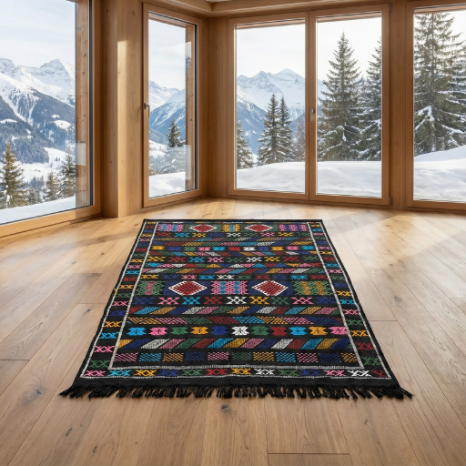 Tapis Sabra "Nuit Berbère" - Noir Multicolore 