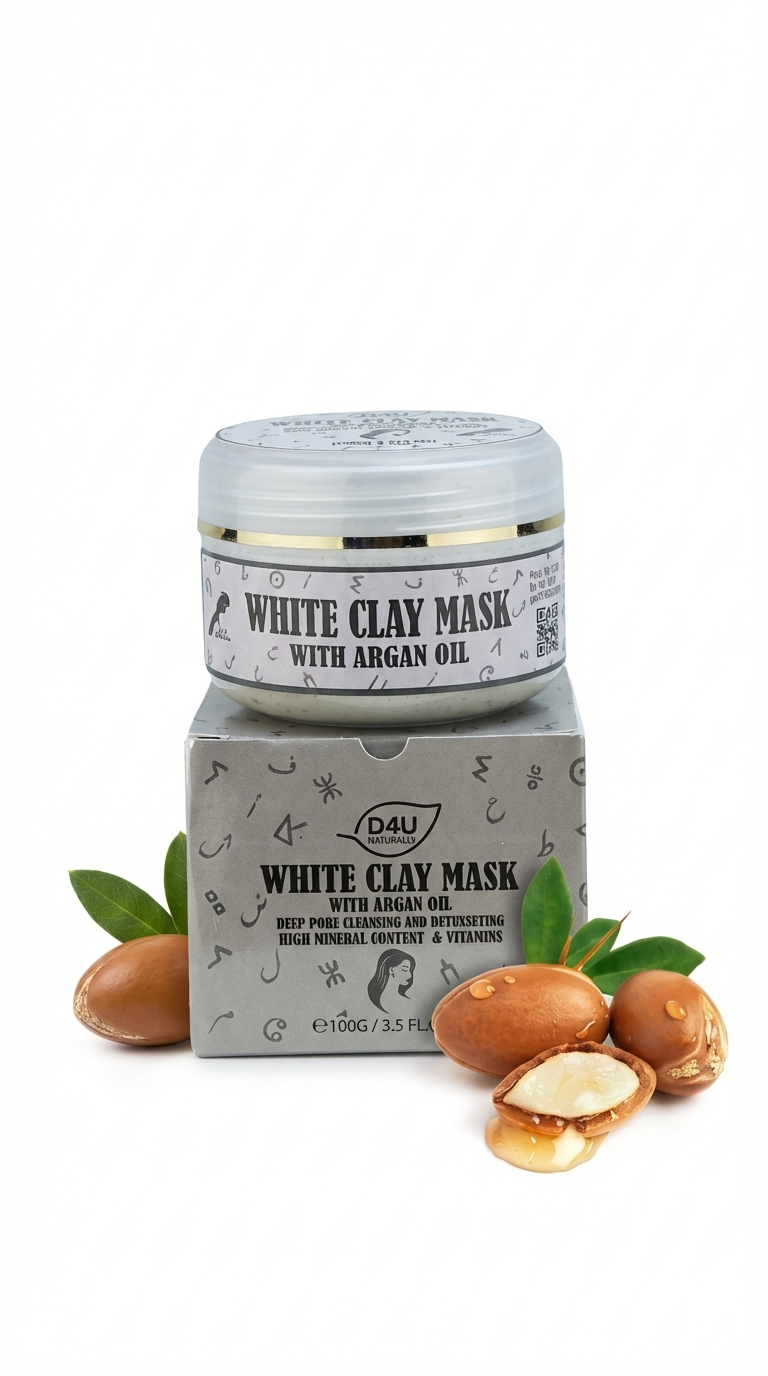 Masque visage à l'argile blanche et à l'huile d'argan