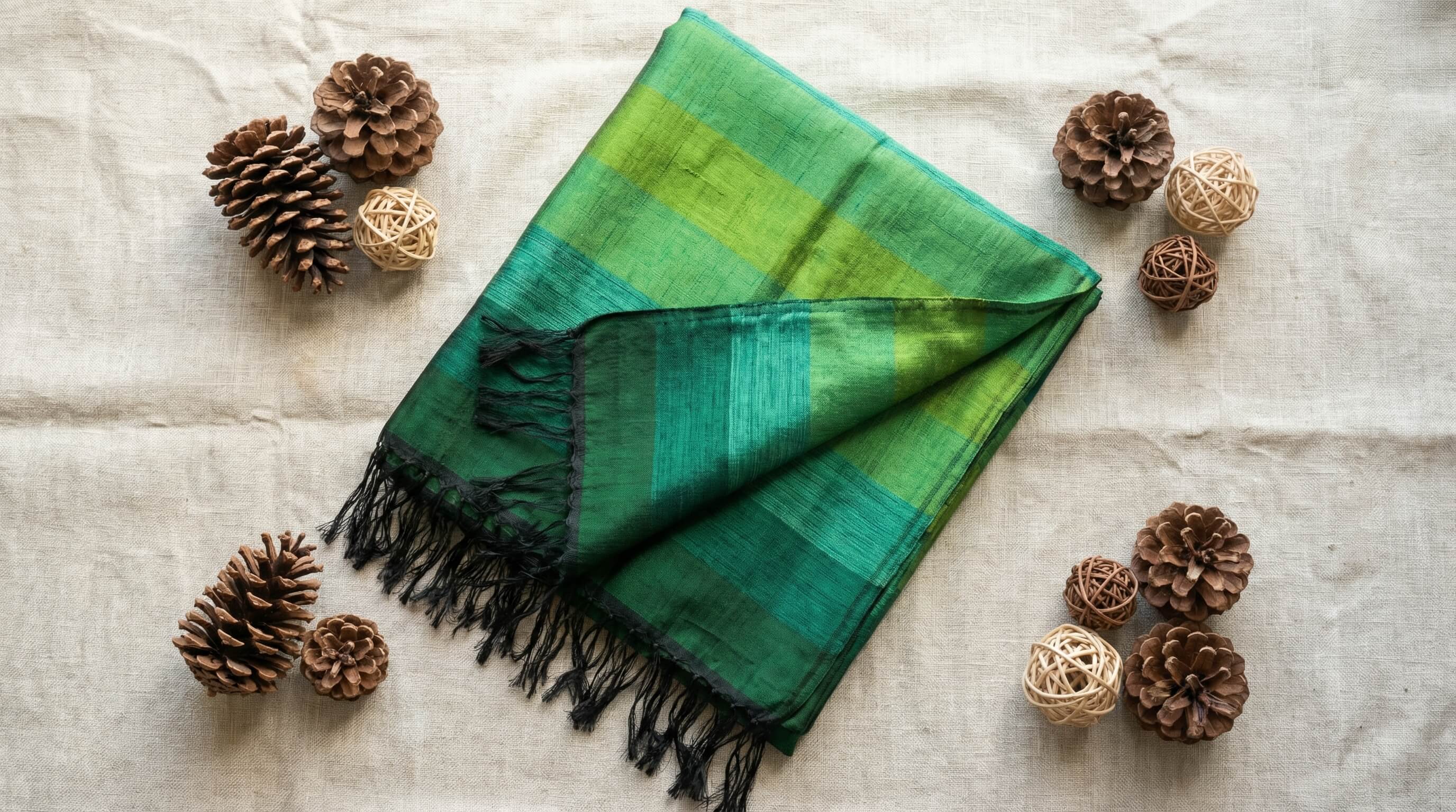 Châle en Soie de Sabra – Émeraude Impérial