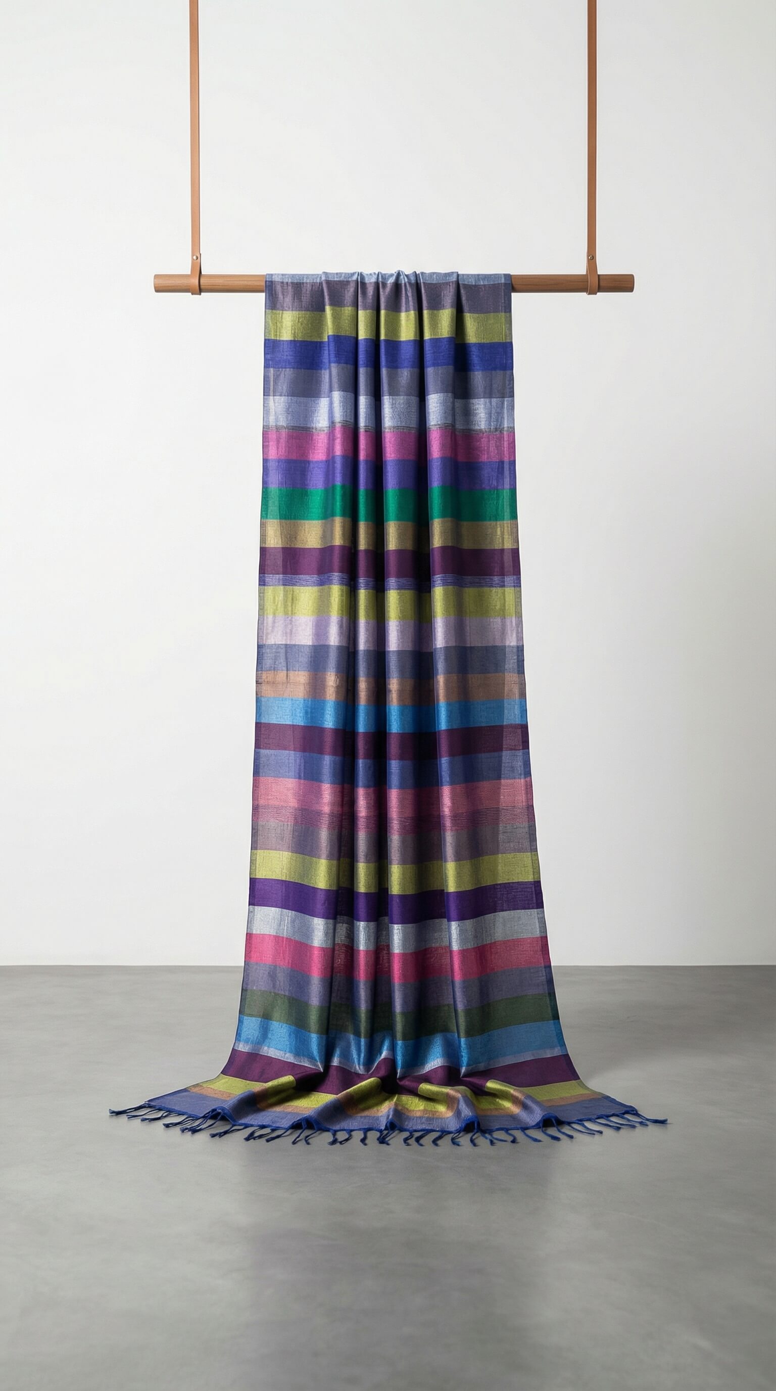 Châle en Soie de Sabra – Bleu Nuit & Horizon