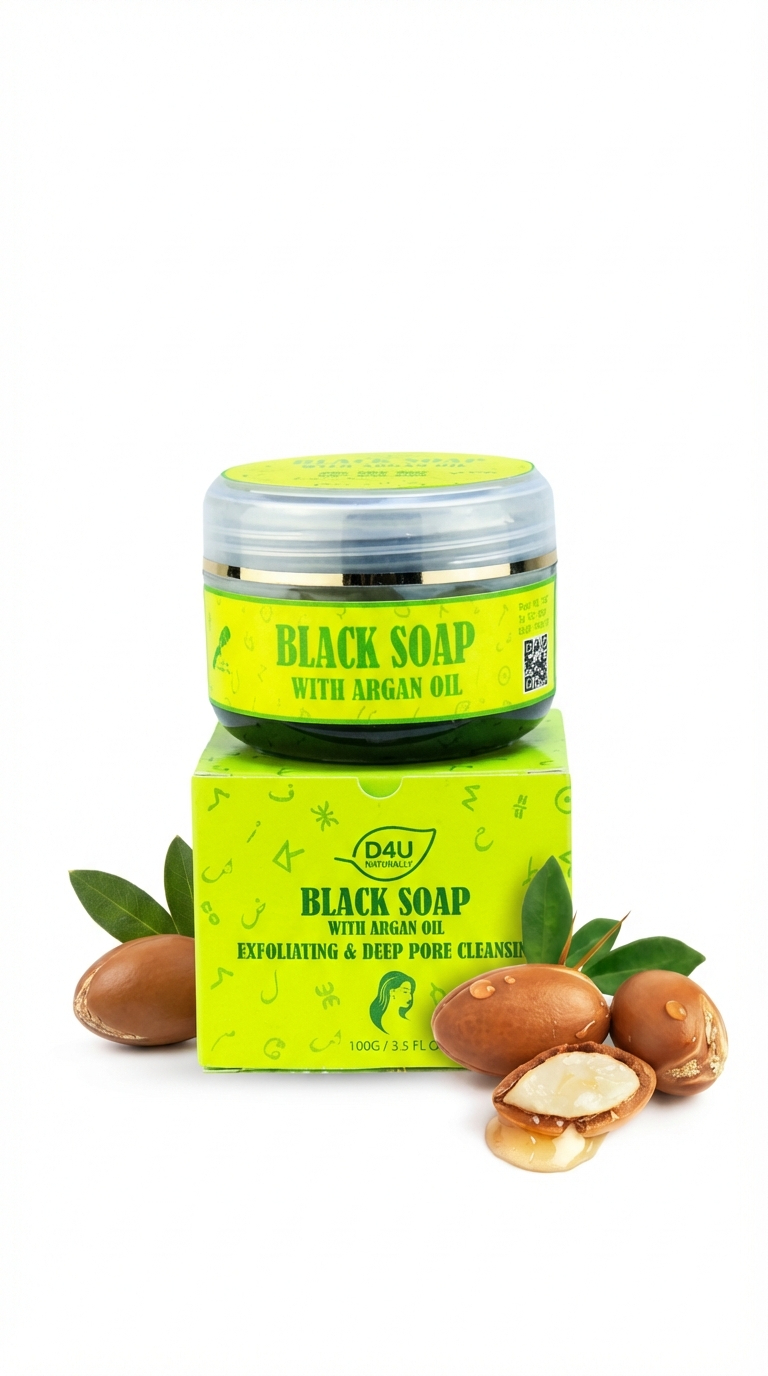 Savon Noir Traditionnel à l'Huile d'Argan – Exfoliant & Nettoyant Profond