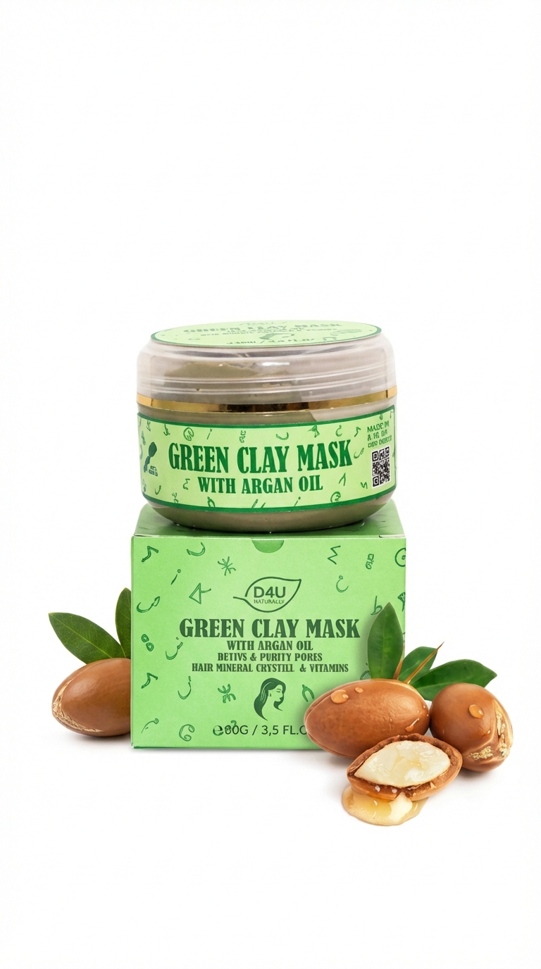 Masque Purifiant à l'Argile Verte & Huile d'Argan – Détox Intense