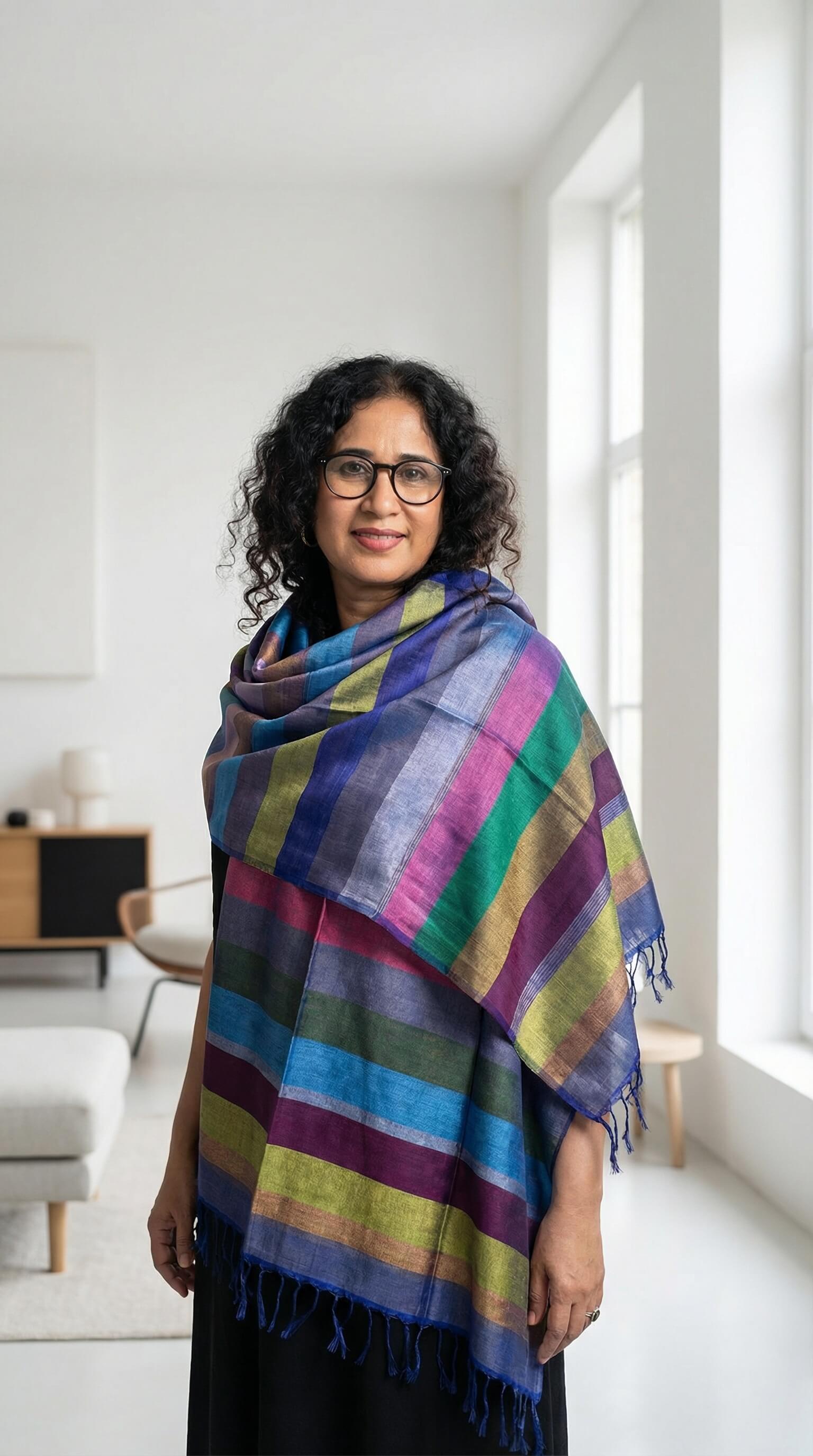 Châle en Soie de Sabra – Mosaïque de l'Atlas