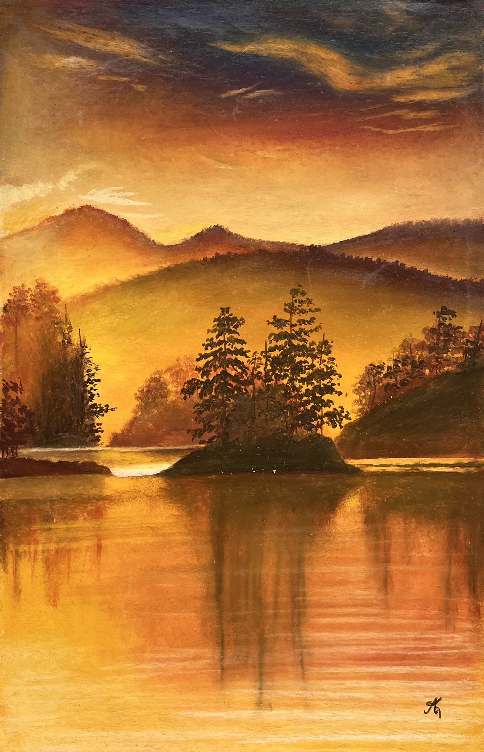 Sunset Lake Landscape Painting