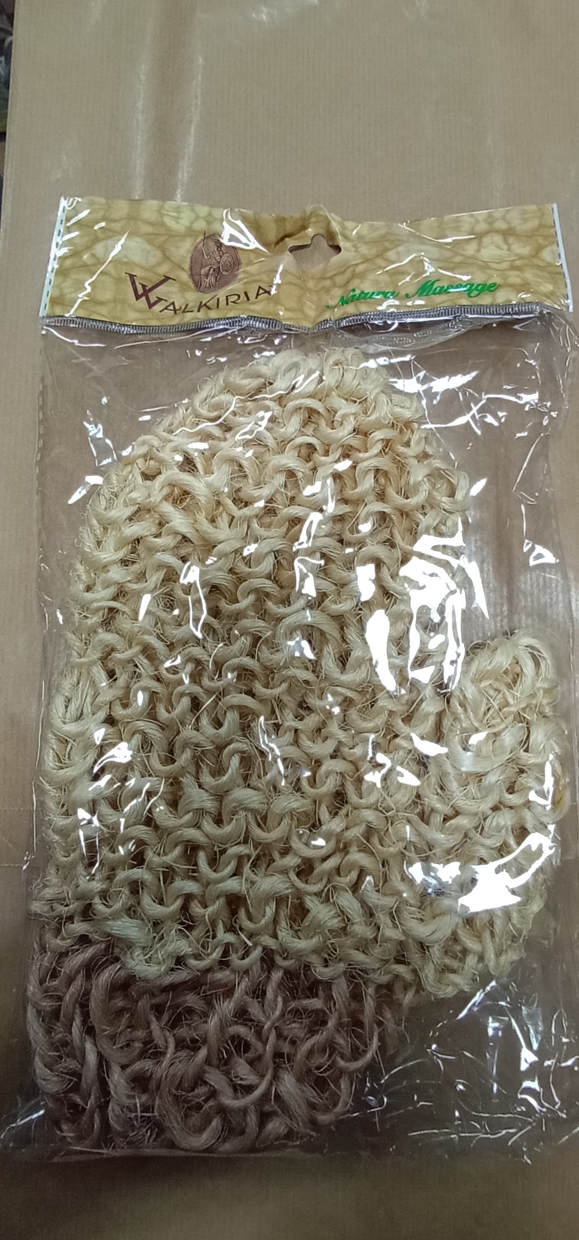 Manopla exfoliante de fibras naturales