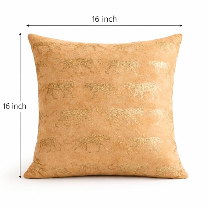 Tiflor Premium Festive Cushion Covers – Golden| 16x16 Inch | Foil Print & Zari Work | Soft Polyester (Pack of 5)