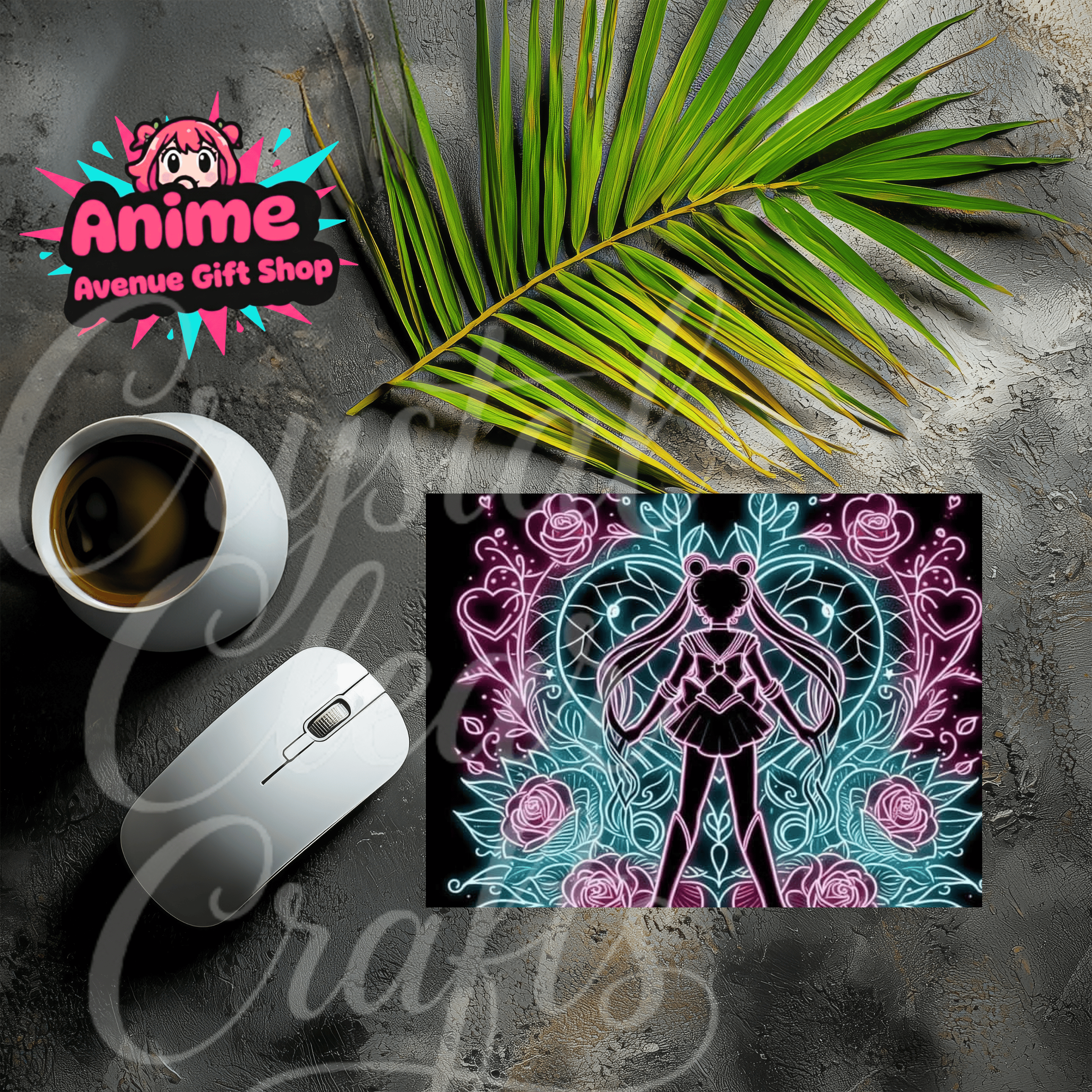 Neon Anime Mouse Pad