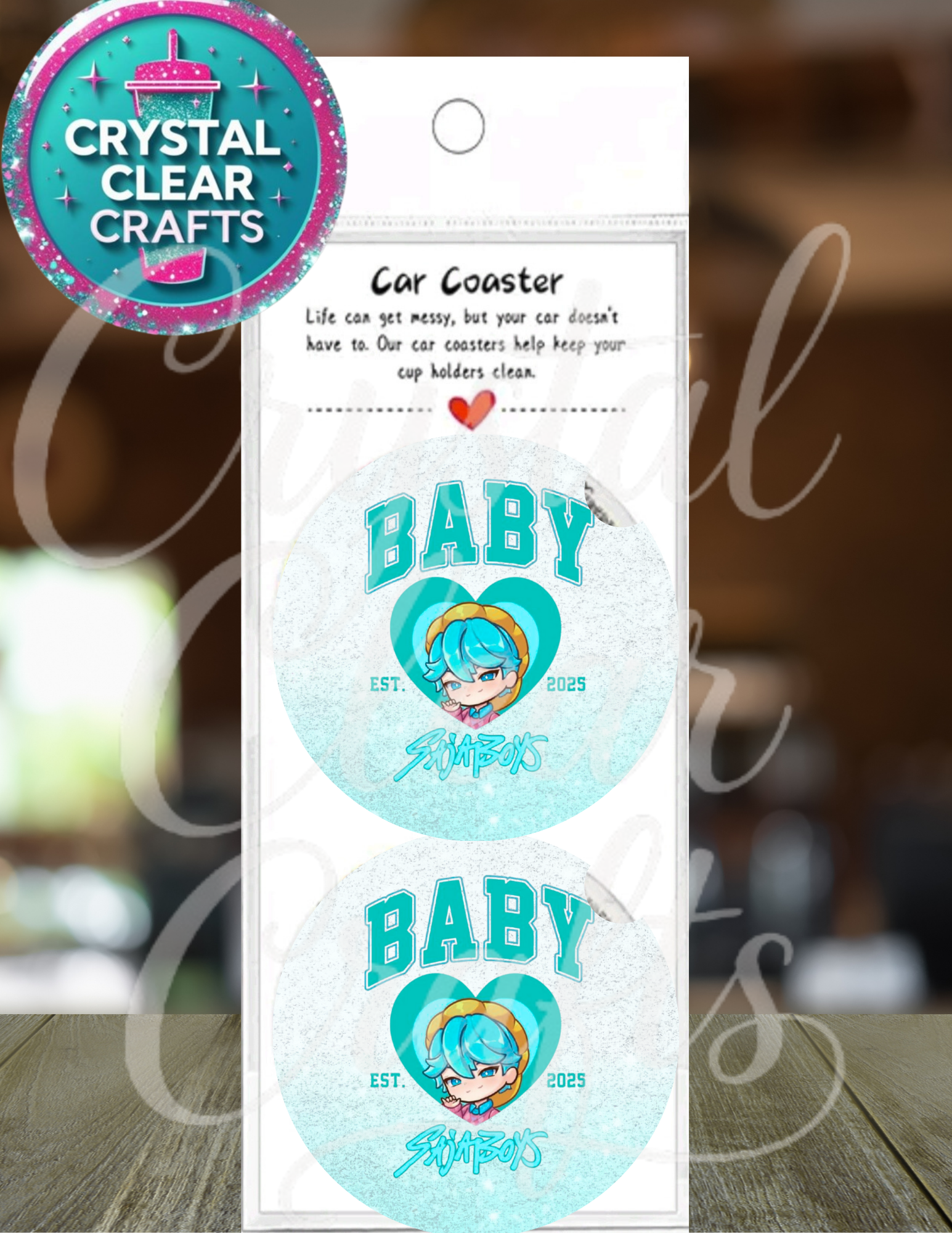 Anime Inspired themed car coaster set