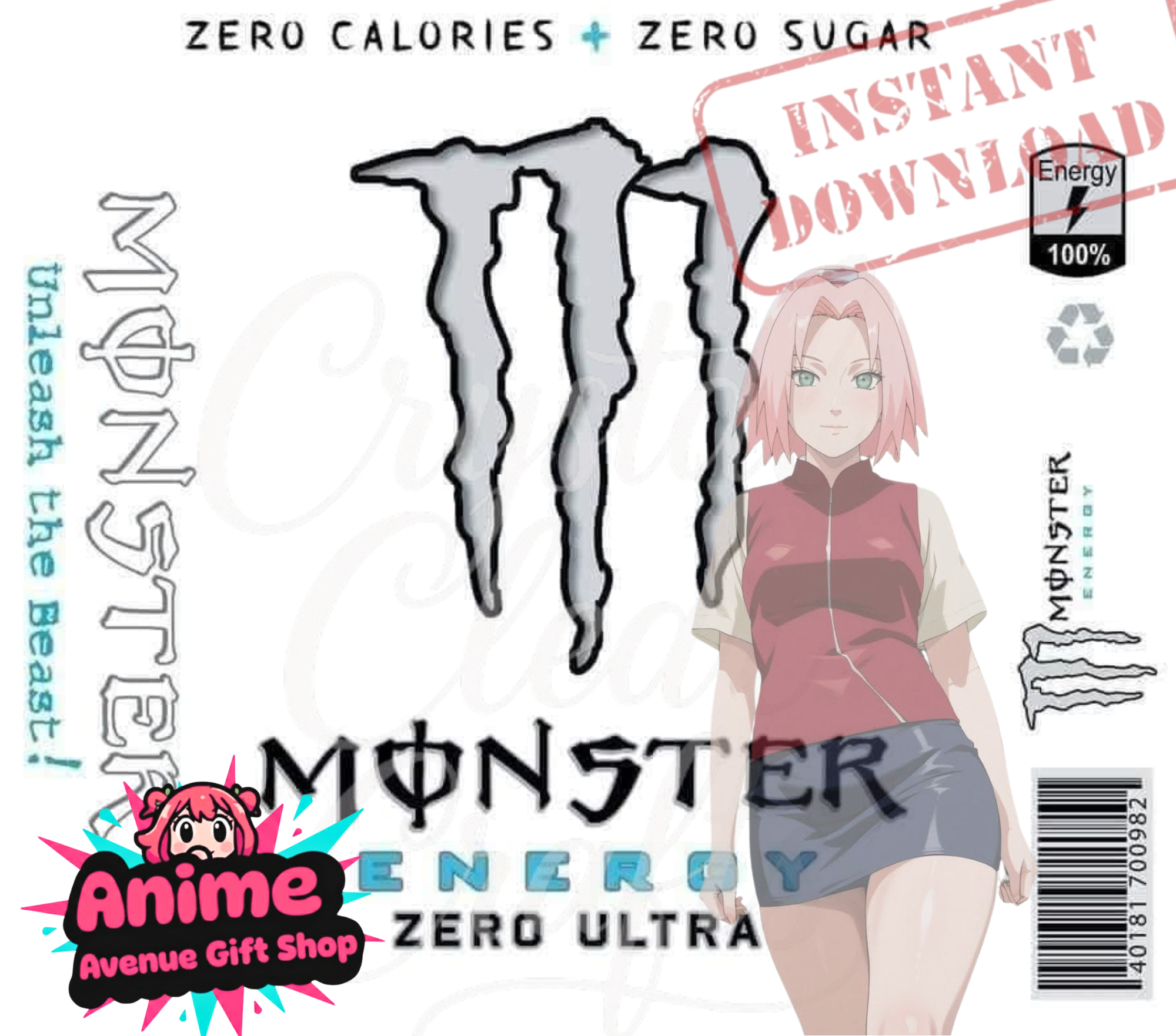 Monster Energy Zero Ultra Anime 20oz  Digital  Wrap