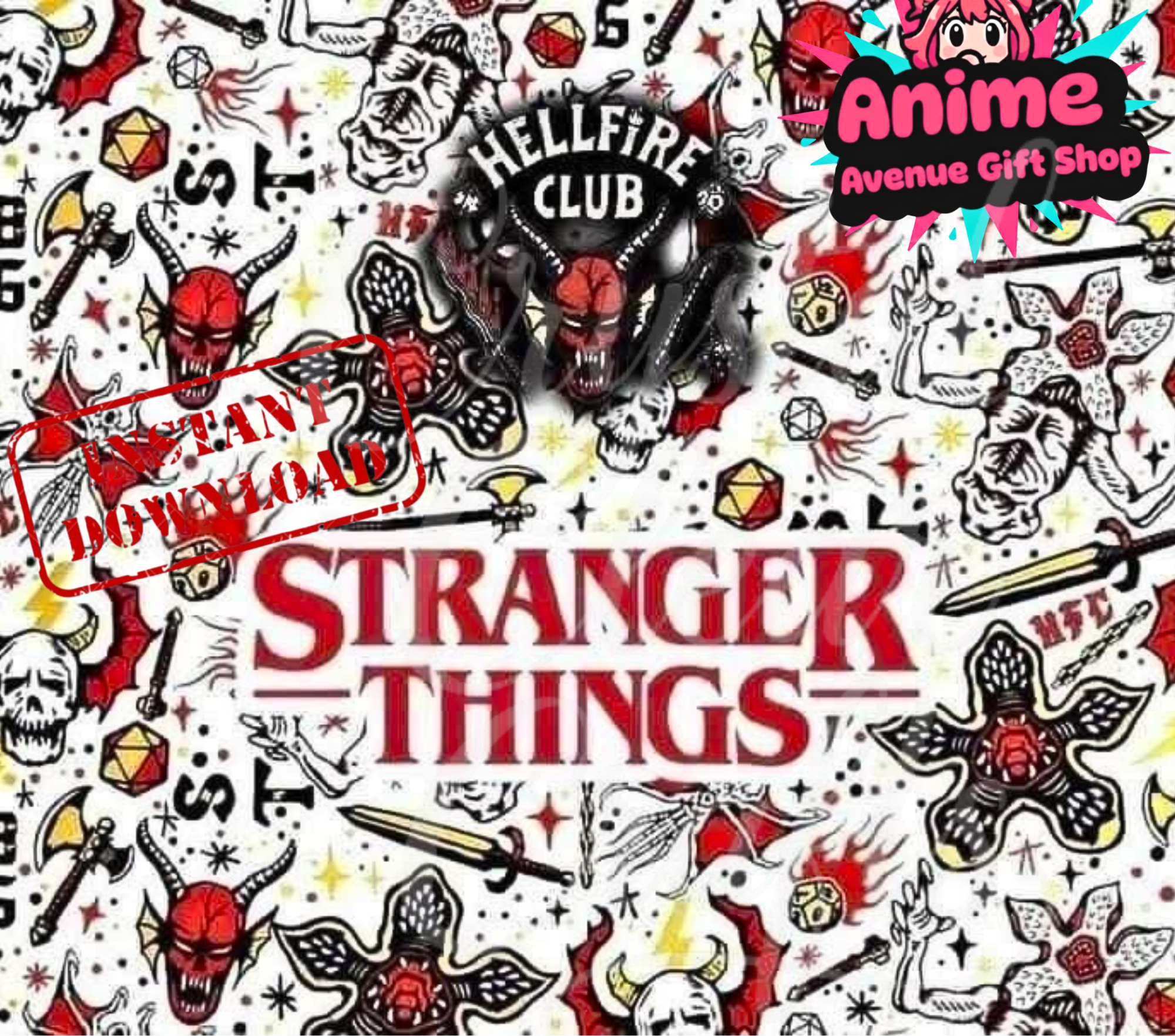 Free Stranger Things 20oz Digital Tumbler Wrap