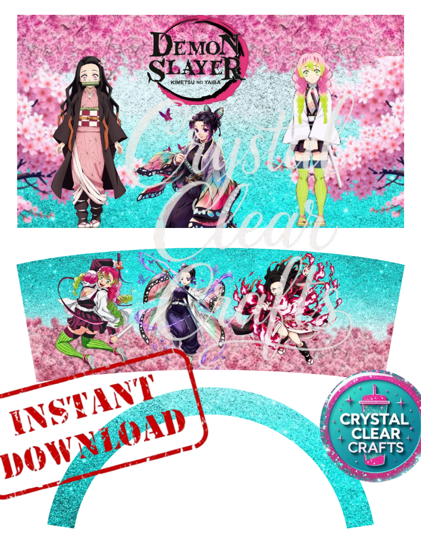 40oz Anime Inspired Digital Tumbler Wrap Png