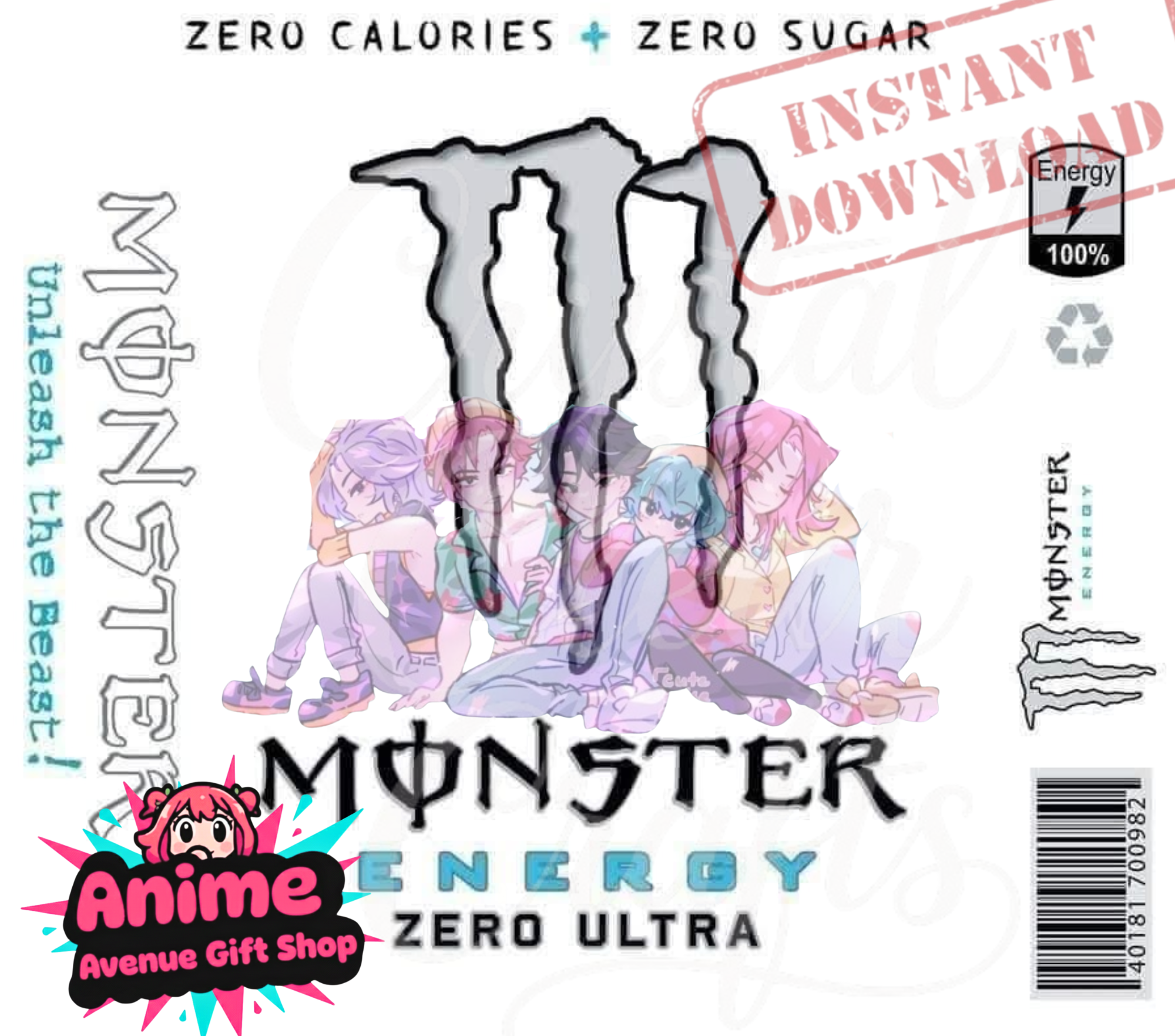 Anime Monster Energy Can Saja Boys 20oz Digital Wrap