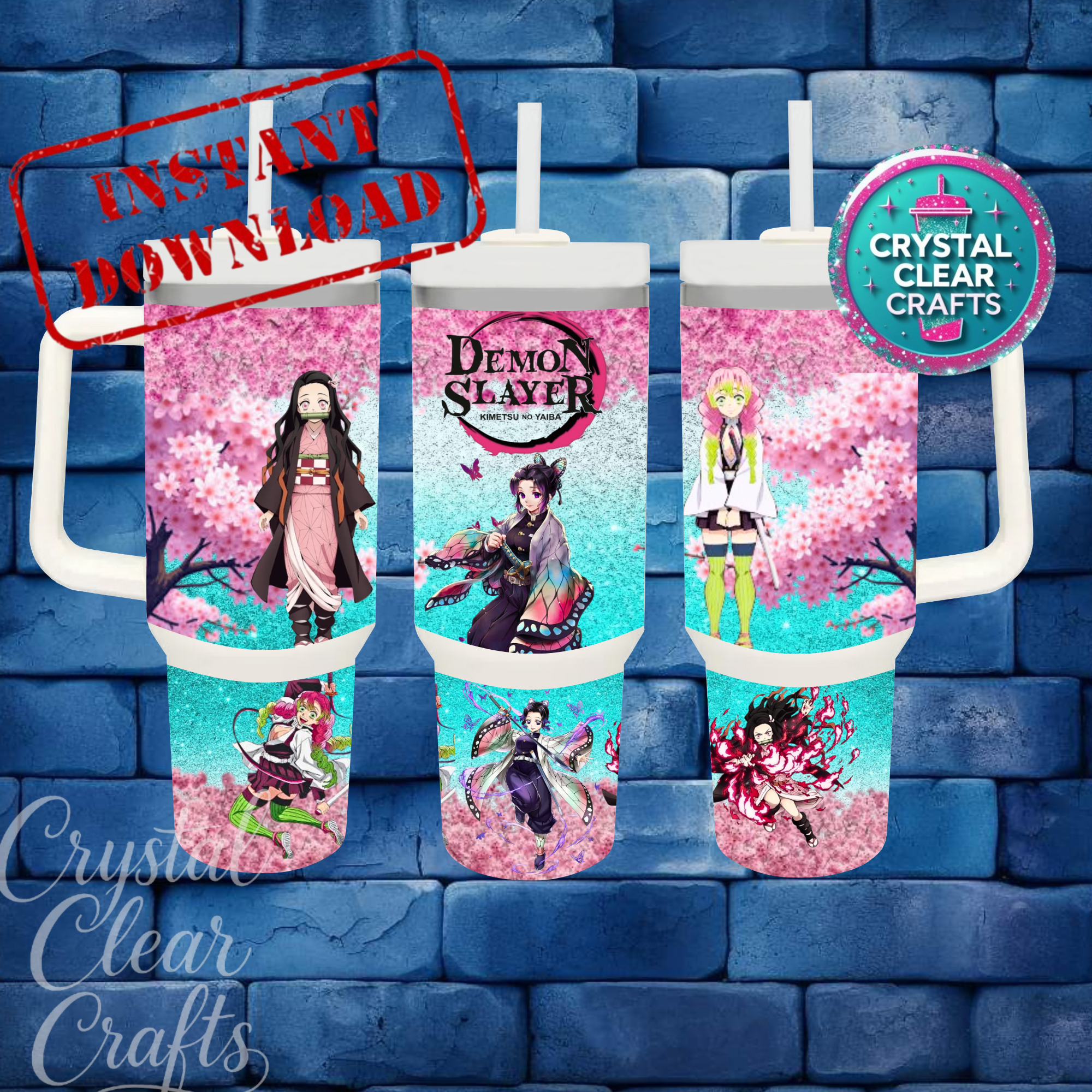 40oz Anime Inspired Digital Tumbler Wrap Png