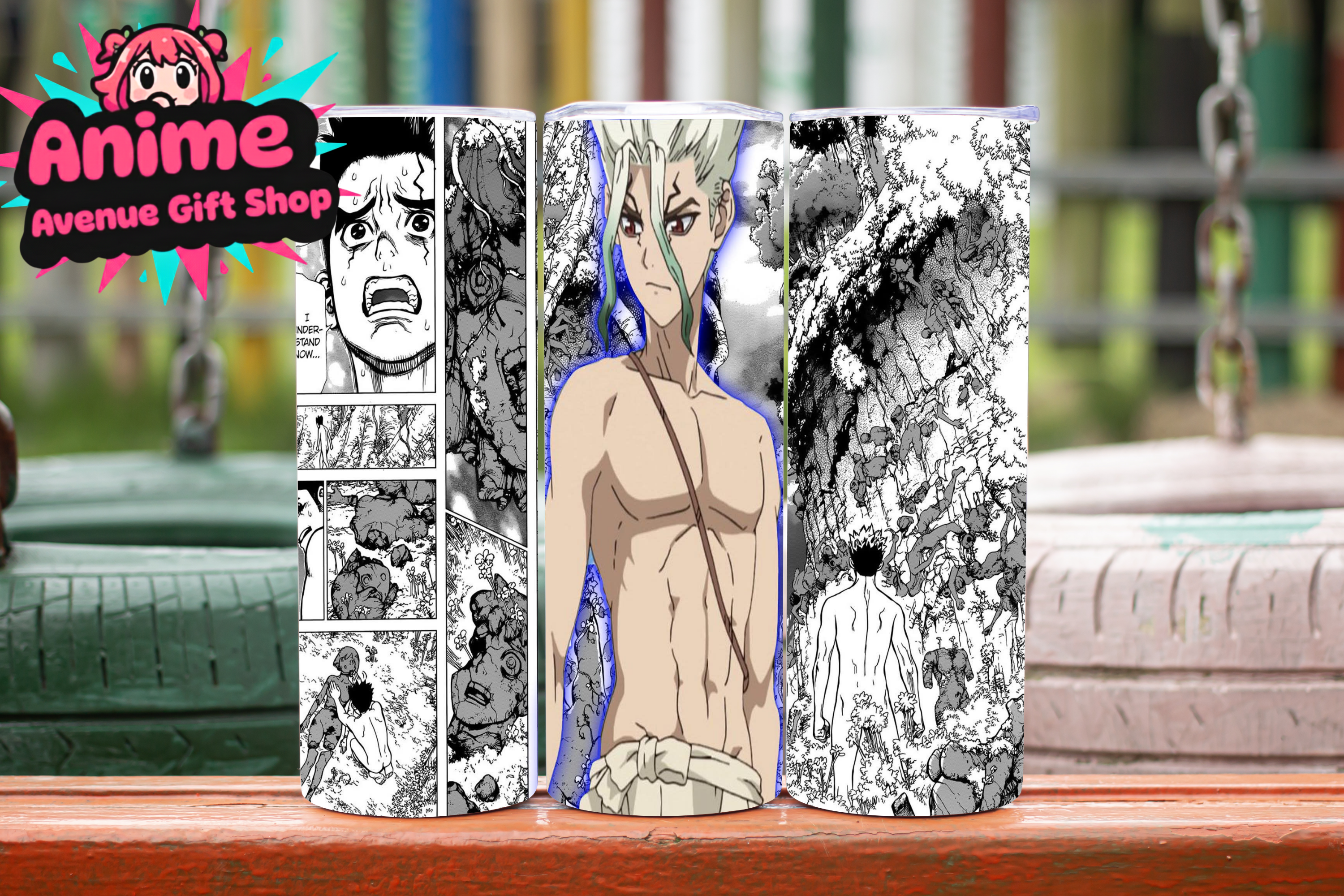 Dr. Stone Manga Tumbler Digital Wrap