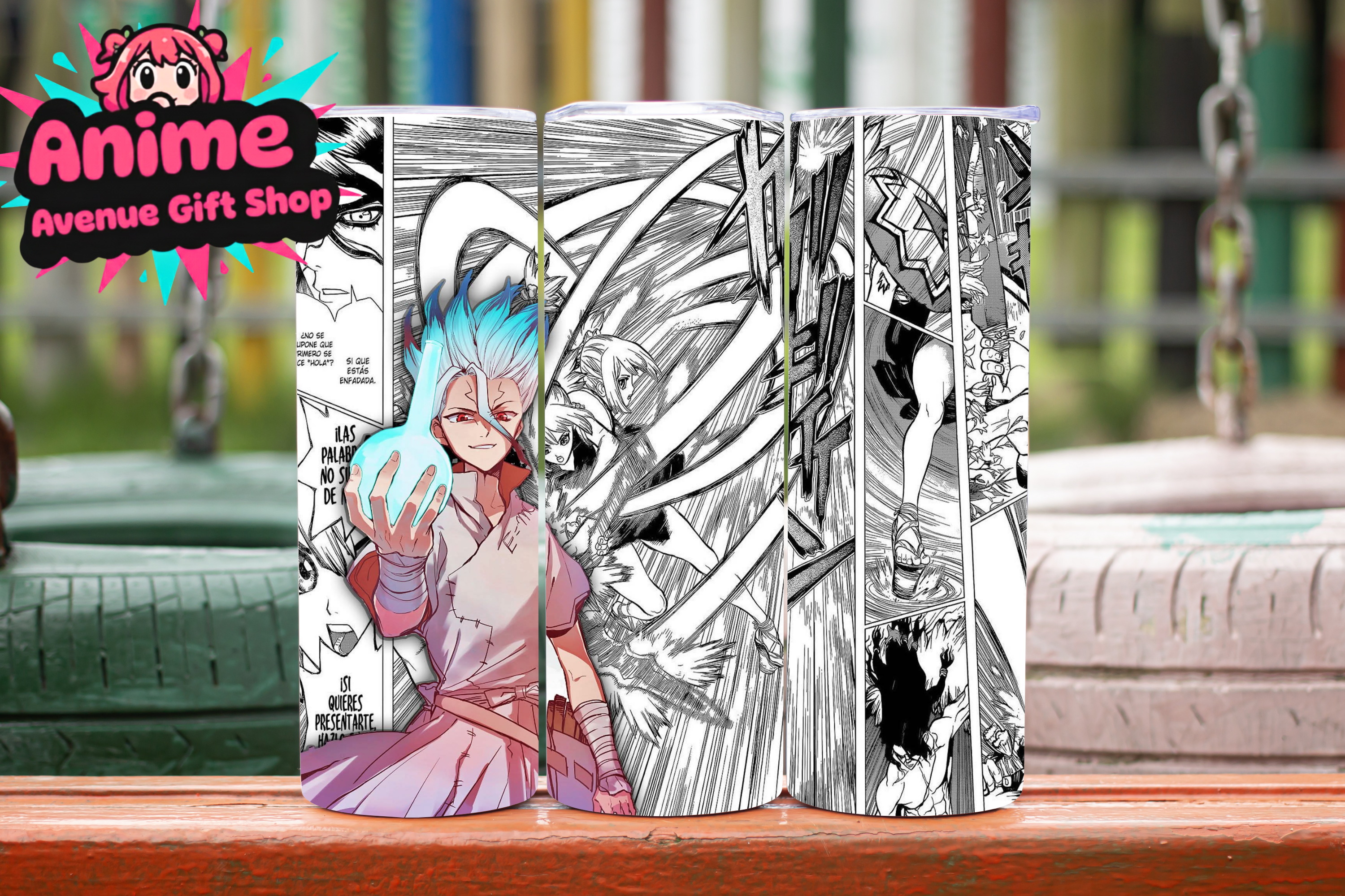 Dr. Stone Manga Tumbler Digital Wrap