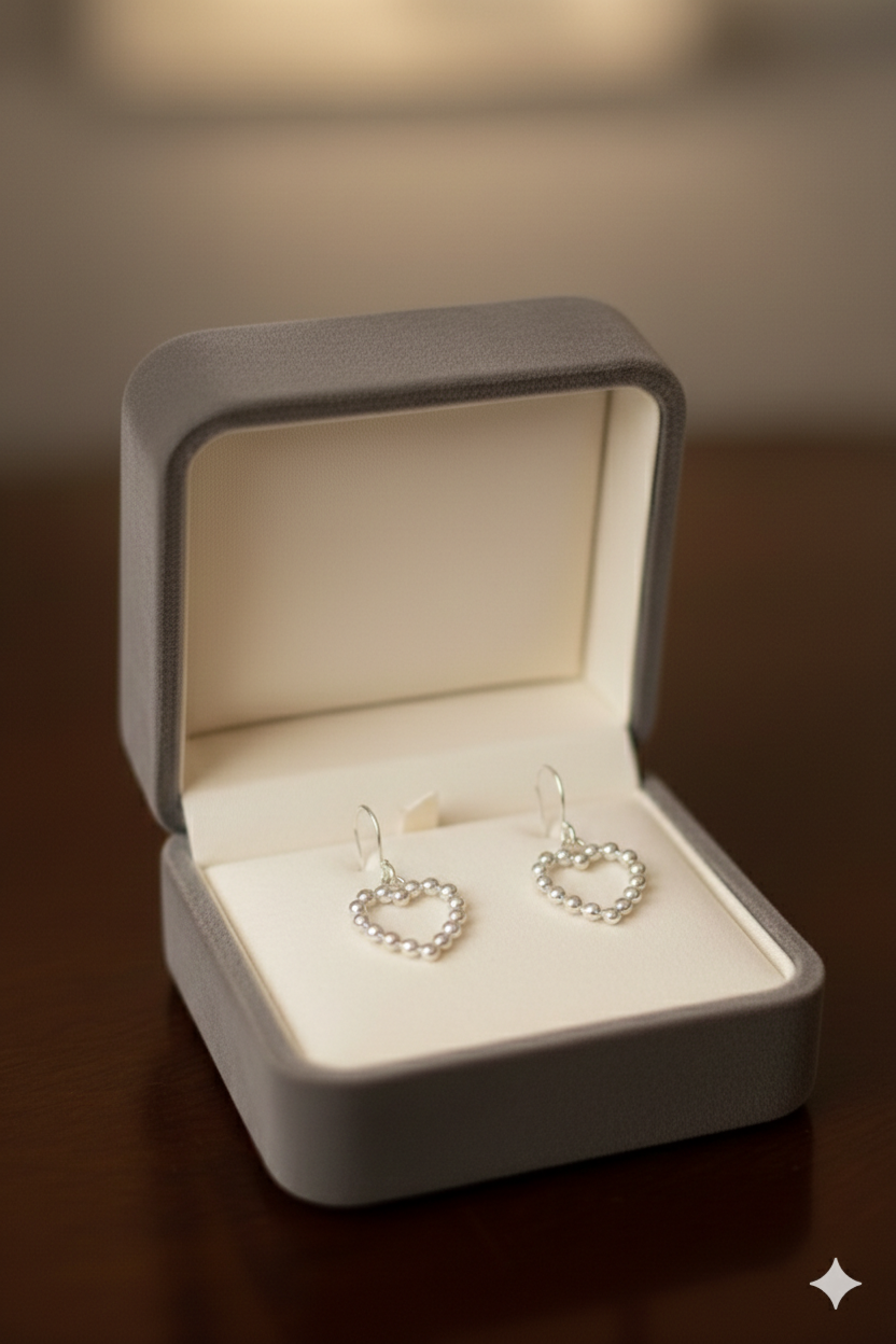 Pendientes de corazón plateados