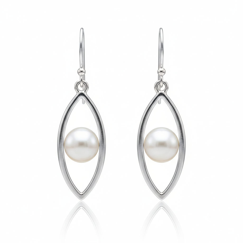 Pendientes de plata con perla