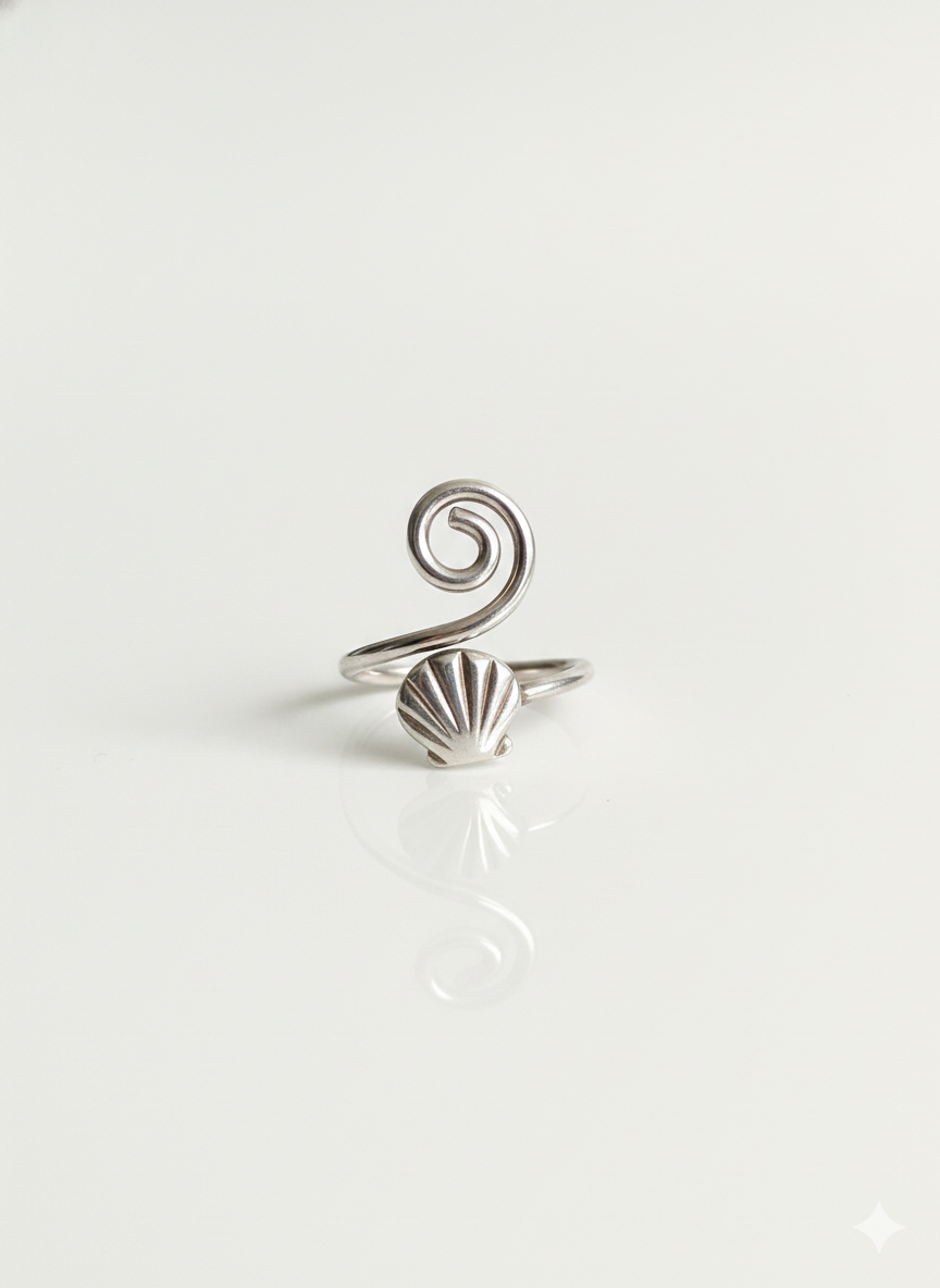 Anillo concha marina y espiral