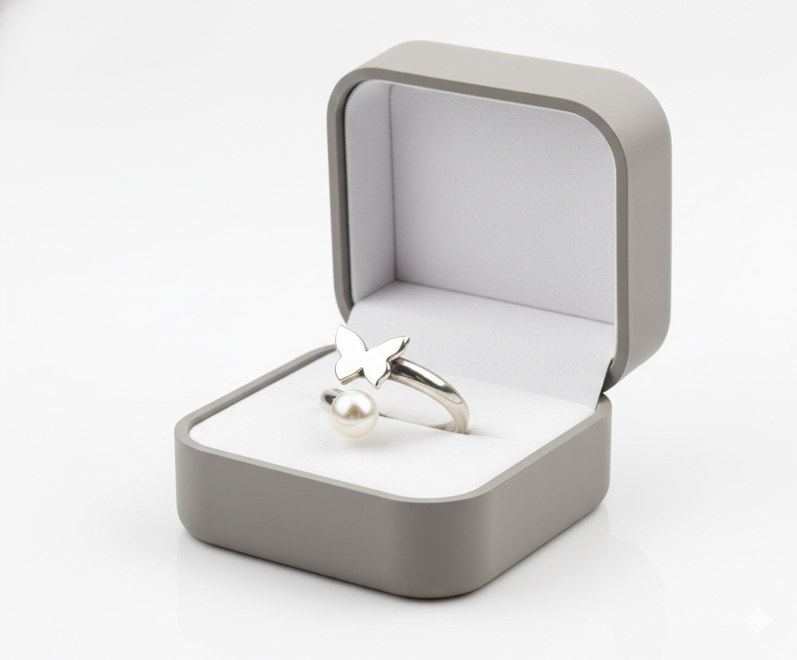 Anillo de Mariposa y Perla