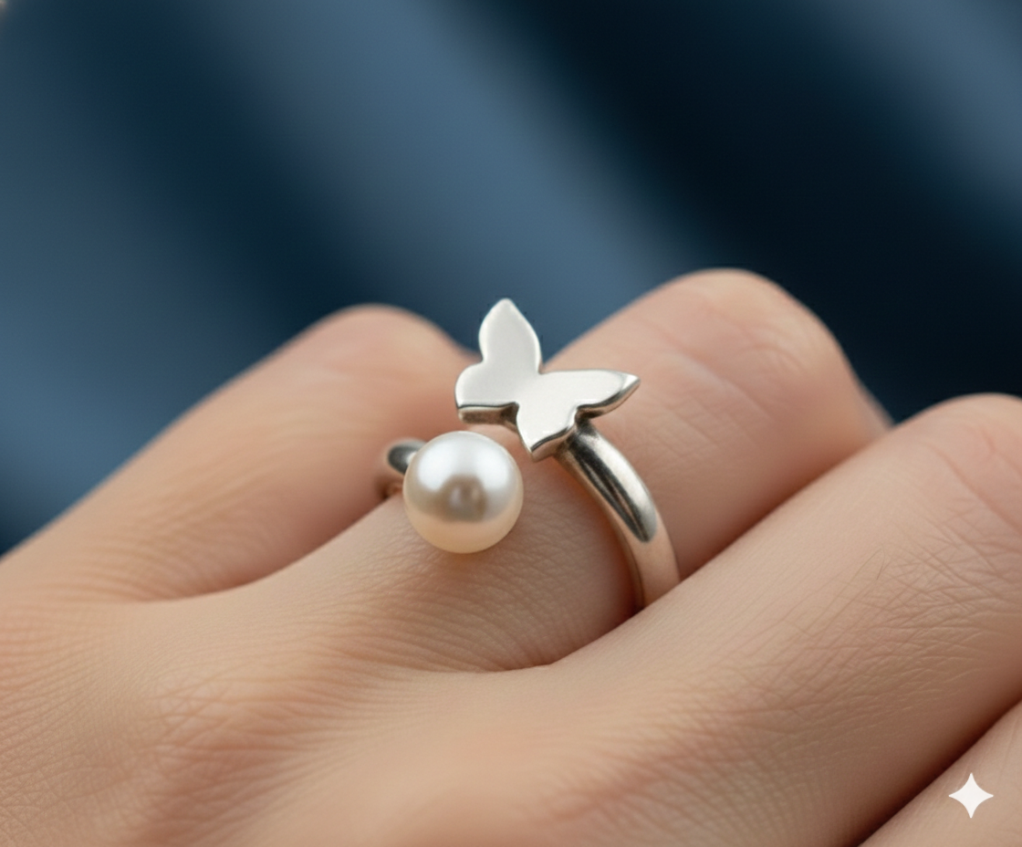 Anillo de Mariposa y Perla