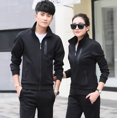 Matching Casual Black Tracksuit Set