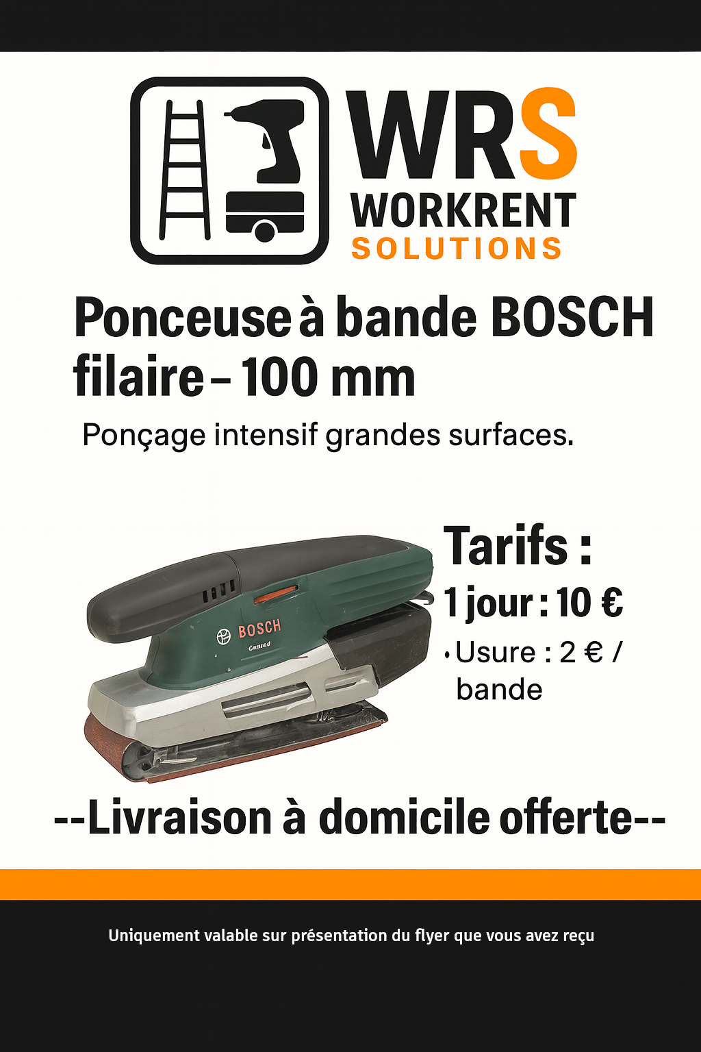 Ponceuse à bande BOSCH filaire — 100 mm