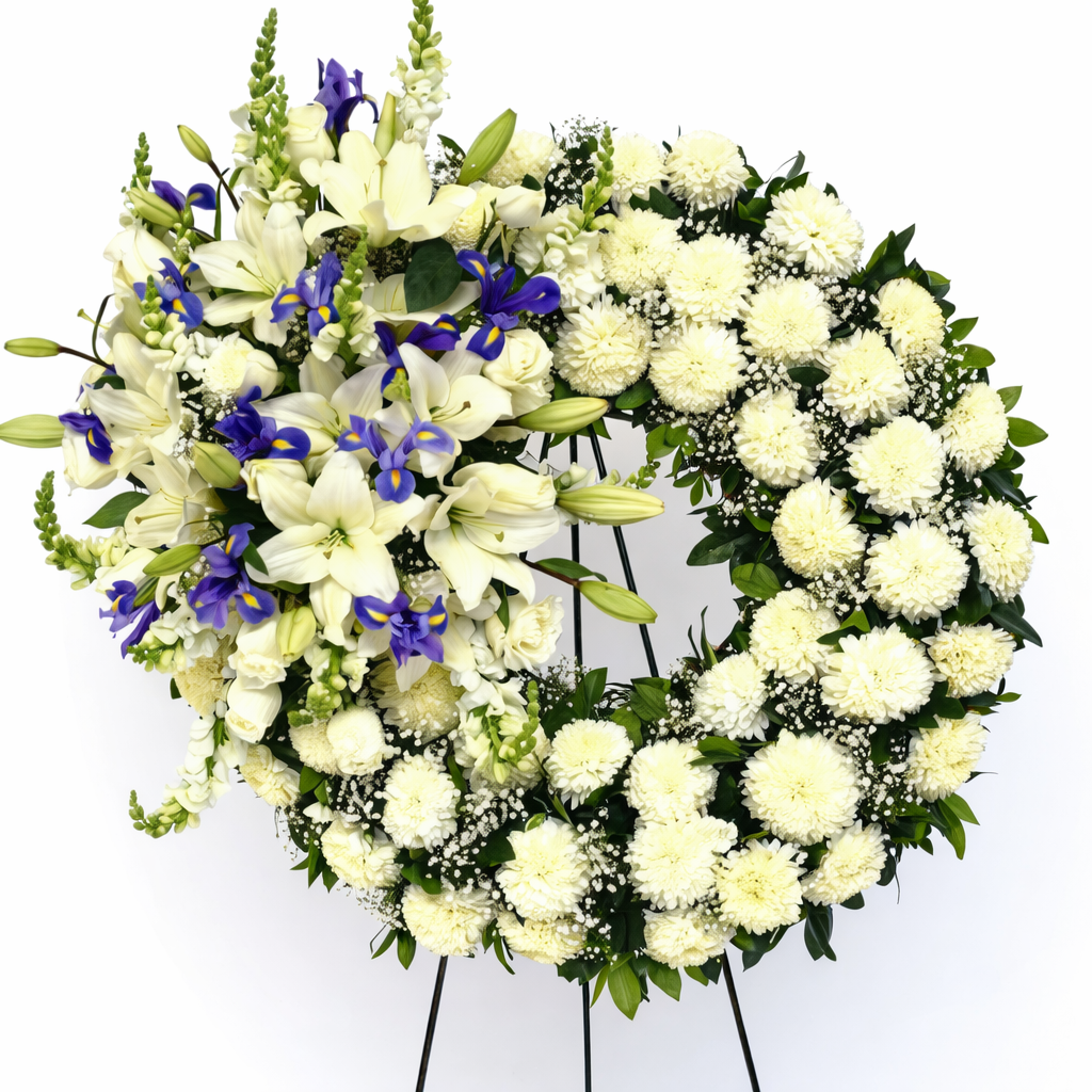 Corona funeraria de flores