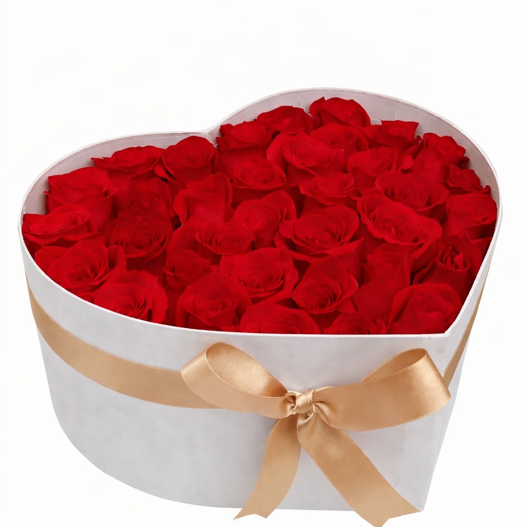 Caja Corazón de 24 Rosas Rojas