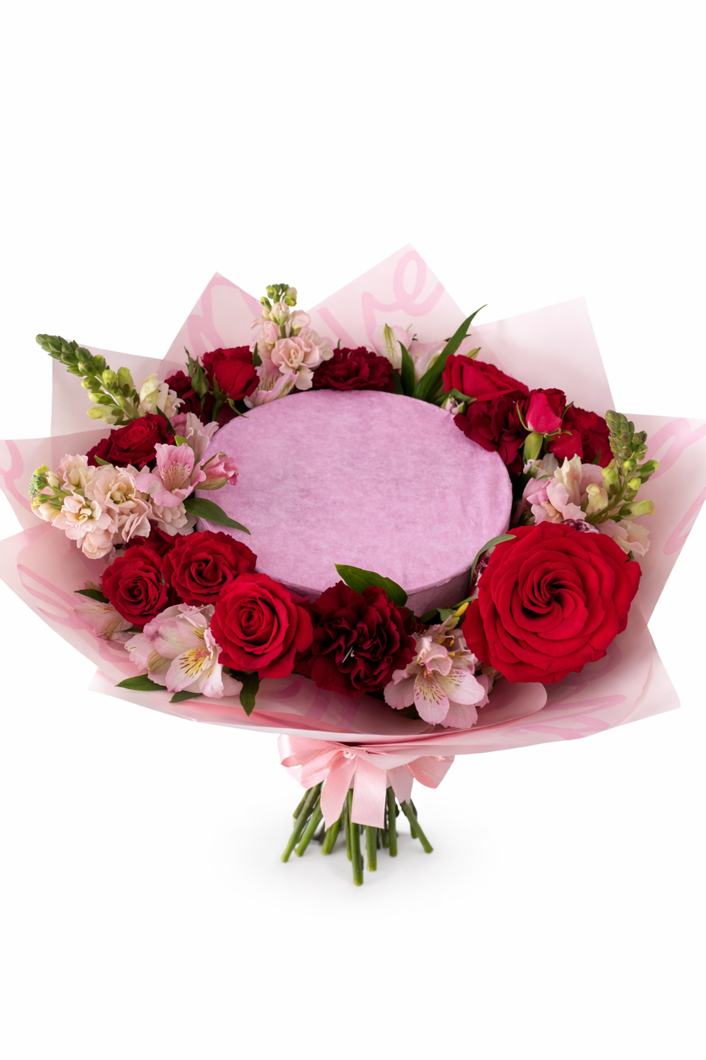 Ramo de flores con pastel