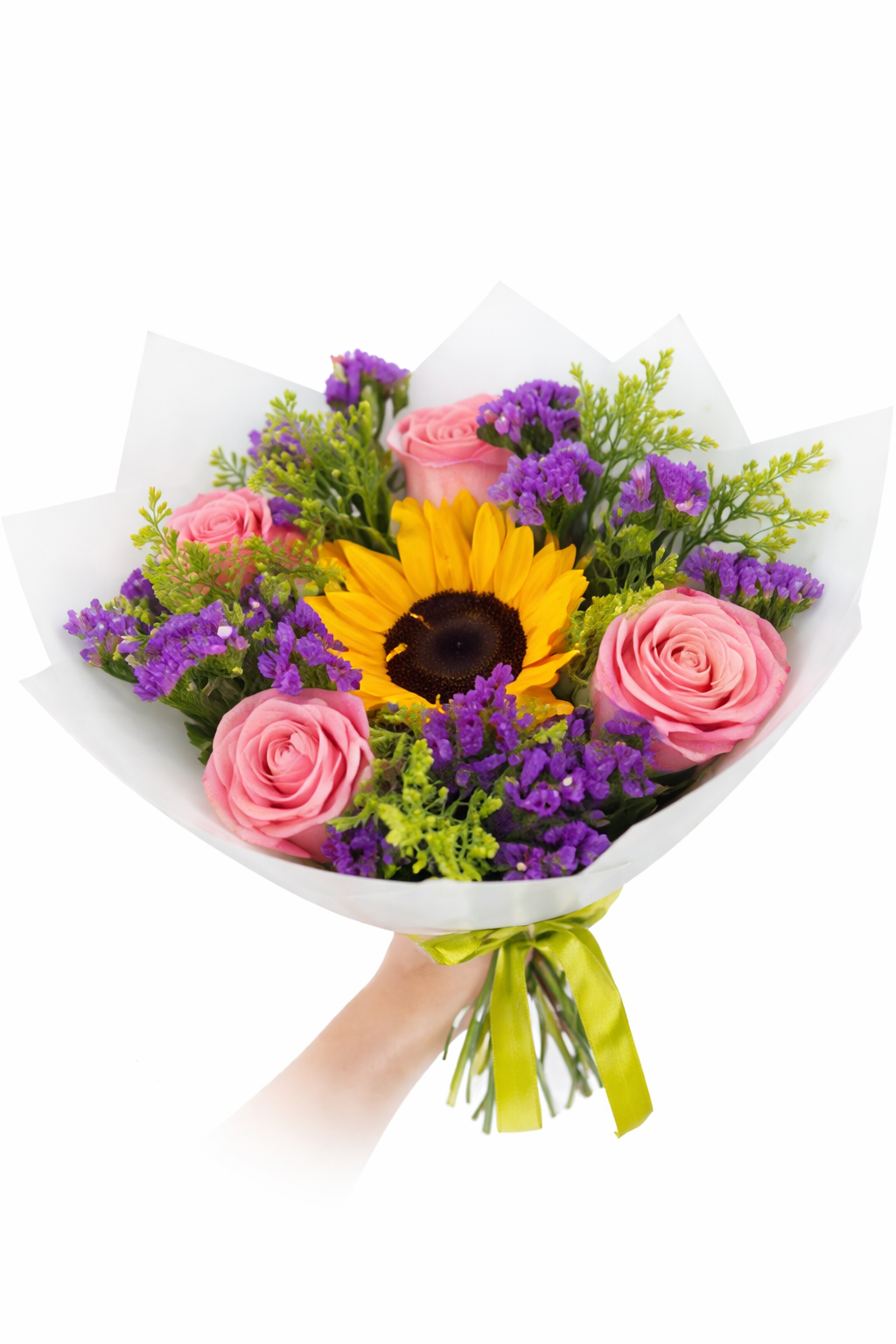 Ramo de girasol y rosas