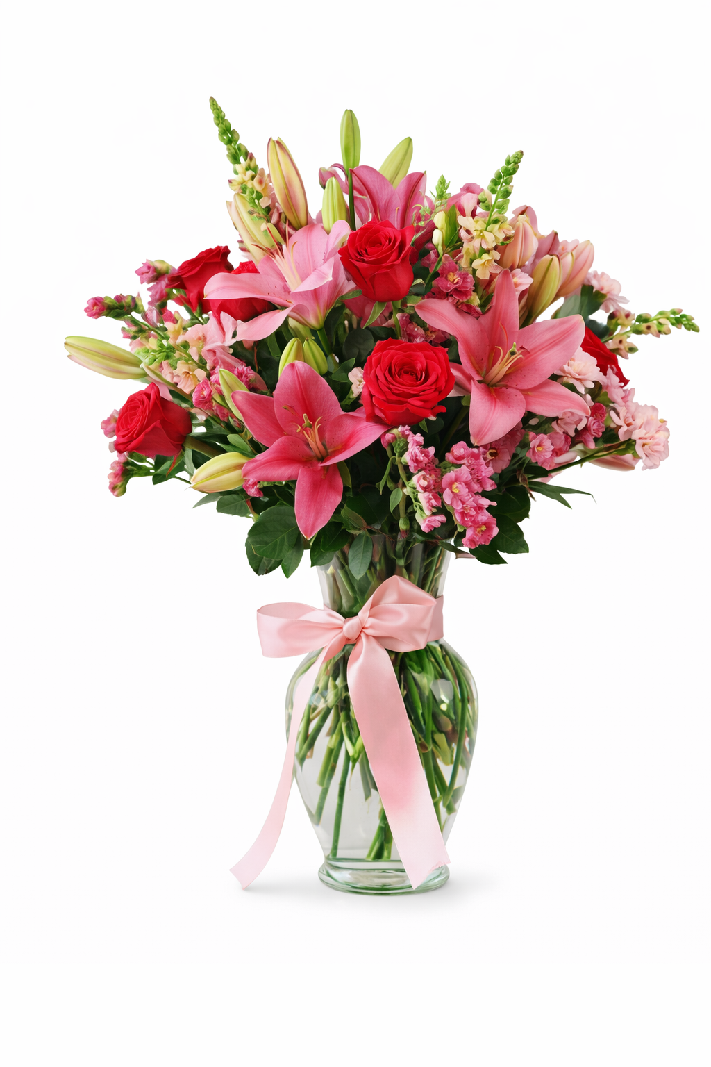 Ramo de flores rosas y rojas