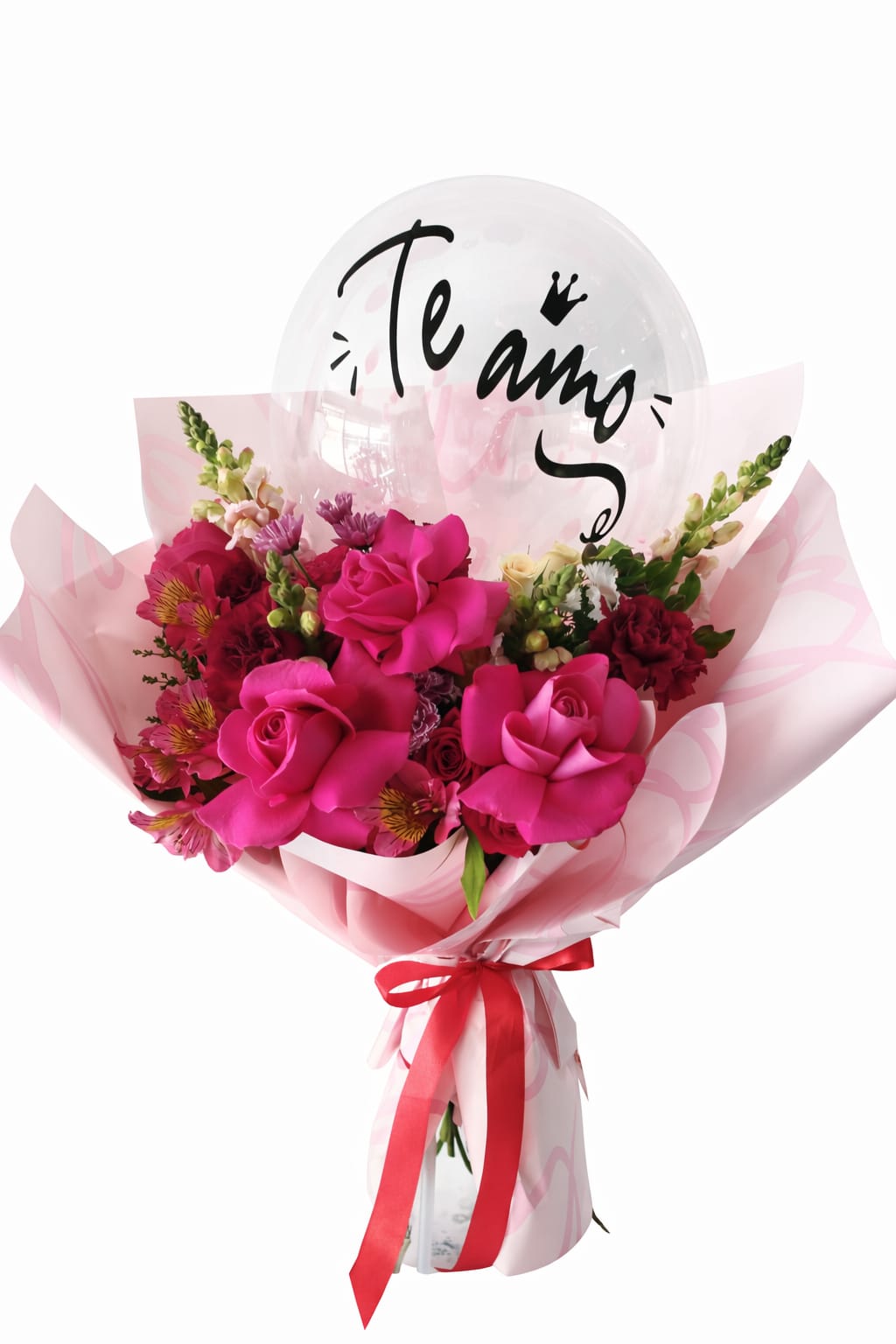 Ramo de rosas con globo