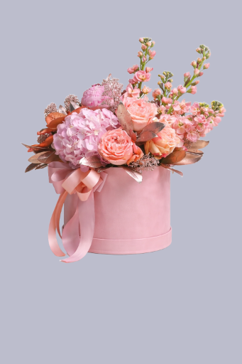 Arreglo Floral en Caja Rosa