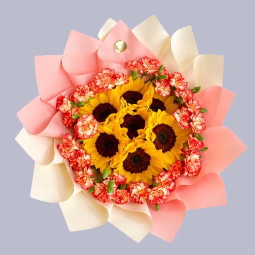 Ramo de girasoles y claveles
