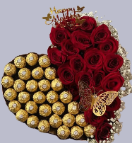 Caja Corazón de Rosas y Chocolates