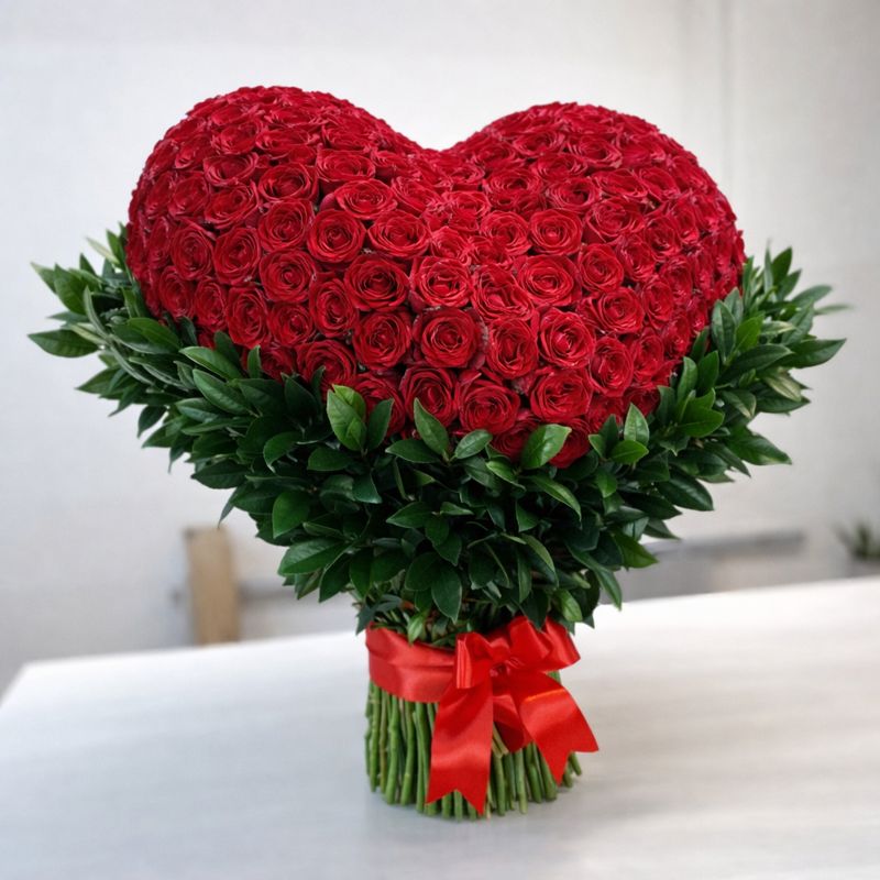 Ramo de rosas en forma de corazón