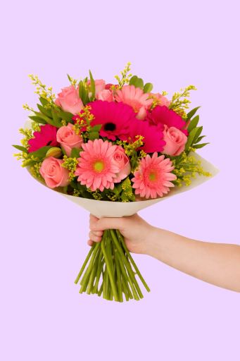 Ramo de flores rosas y gerberas
