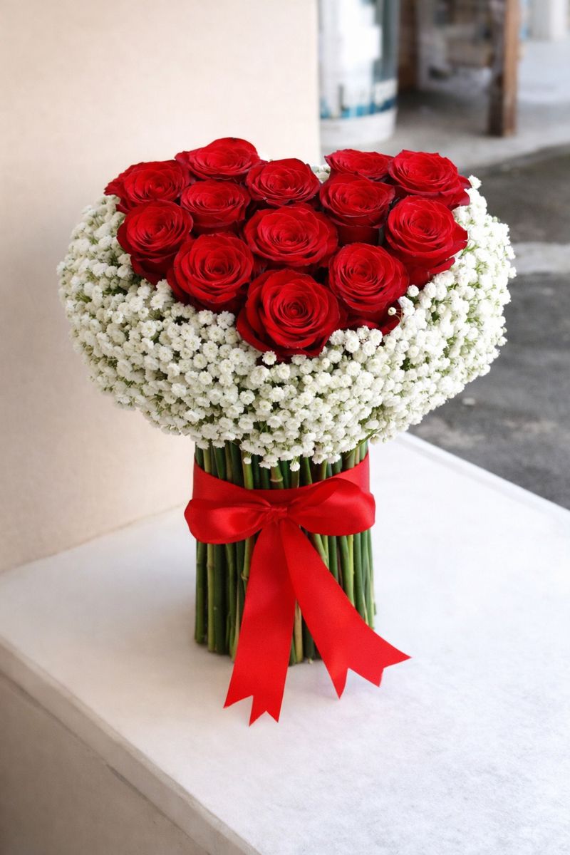 Ramo de rosas en forma de corazón