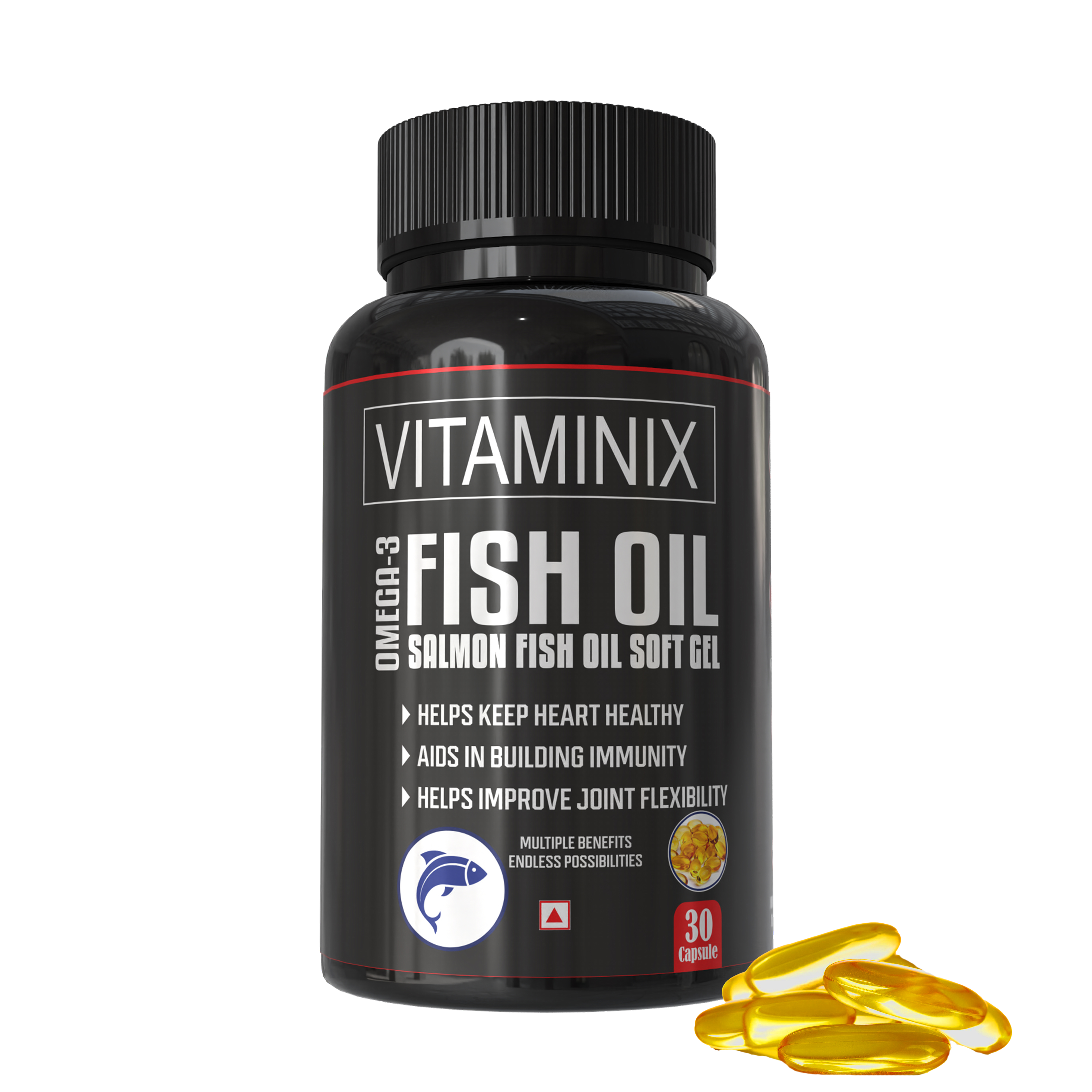 Vitaminix Fish Oil Omega-3 Capsules | Salmon Fish Oil for Daily Wellness