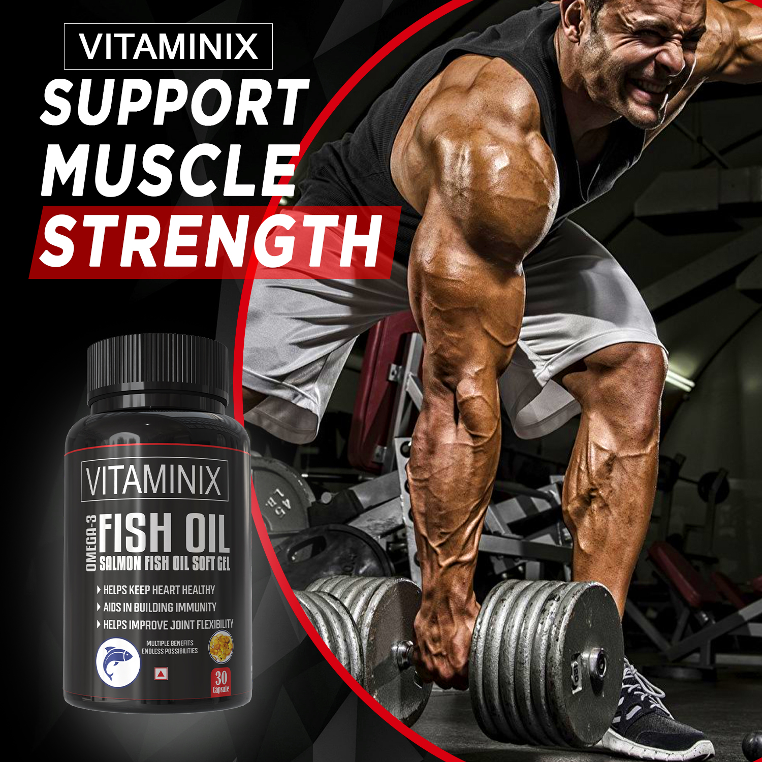 Vitaminix Fish Oil Omega-3 Capsules | Salmon Fish Oil for Daily Wellness