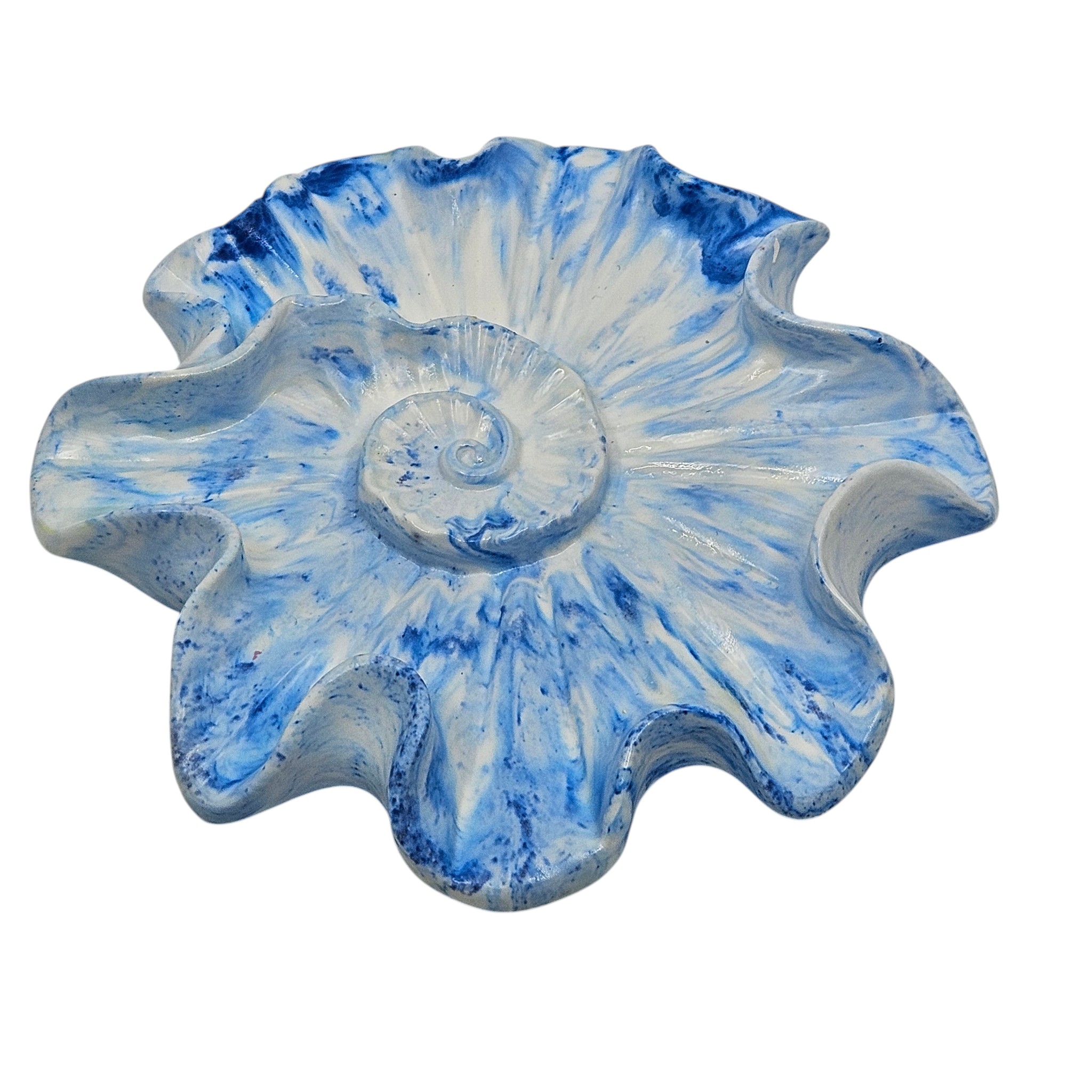 Blue Ceramic Shell Dish