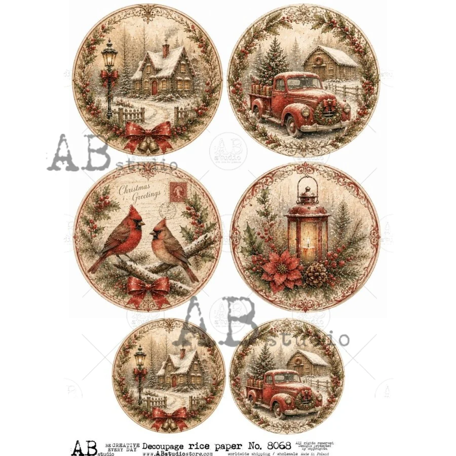 Christmas Keepsake Medallions AB Studios Rice Paper 